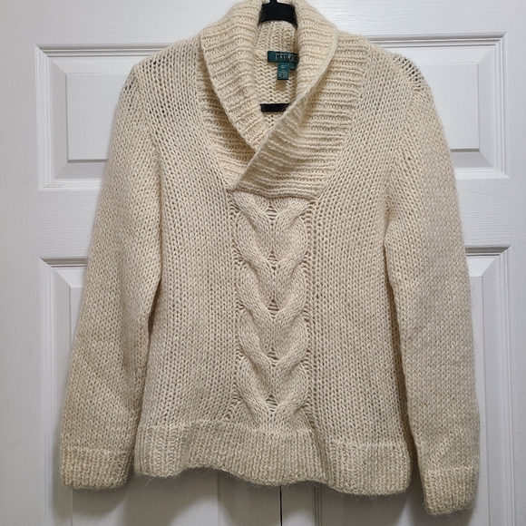 Lauren Ralph Lauren Sweaters - Exclusive Hand Knit Lauren Ralph Lauren Lambswool blend Knit Shawl Neck Sweater